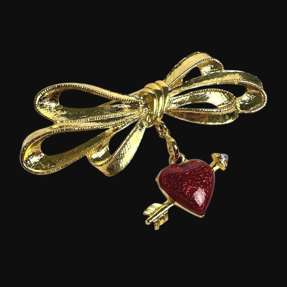 Vintage 1986‎ Phister Ent Gold Bow Brooch - 7 Interchangeable Holiday Charms Set